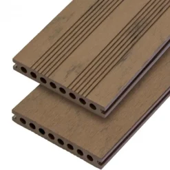 Clearance C-Wood Vlonderplank composiet semi massief 2,1 x 14 cm bruin gevlamd (4 mtr) fijne ribbel en vlak