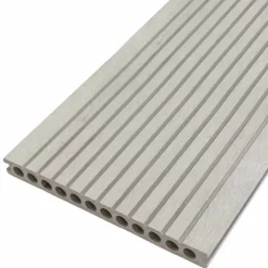 Online C-Wood Vlonderplank composiet semi massief 2,5 x 25 cm - XXL steengrijs gevlamd (4 mtr) grove ribbel/geborsteld