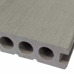 Online C-Wood Vlonderplank composiet semi massief 2,5 x 25 cm - XXL steengrijs gevlamd (4 mtr) grove ribbel/geborsteld