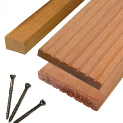 Sale Smaragd Vlonderplank totaalpakket hardhout Bankirai 2,8 x 14,5 cm (2,45 mtr) groef/vlak