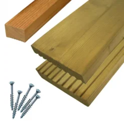 Outlet Elephant Vlonderplank totaalpakket geïmpregneerd Vuren groen 2,8 x 14,5 cm (4,50 mtr) groef/vlak