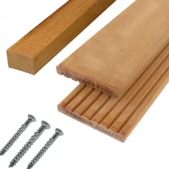 Outlet Smaragd Vlonderplank totaalpakket hardhout Bankirai 2,1 x 14,5 cm (4,60 mtr) groef/vlak