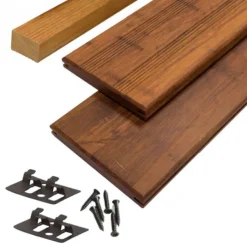 New aMbooo Vlonderplank totaalpakket bamboe Select geolied coffee 2,0 x 14 cm (2,20 mtr) Frans profiel/vlak