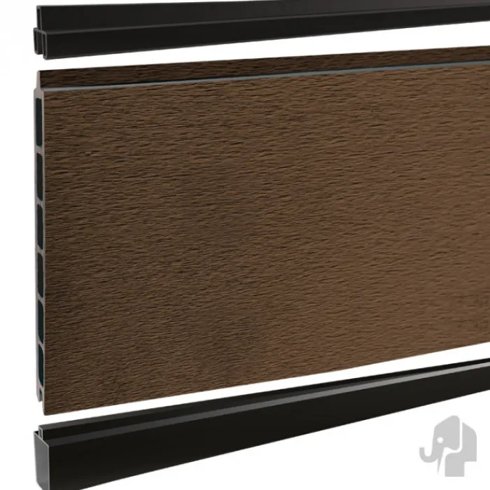 Elephant Zelfbouw schutting composiet Modular co-ex natural dark brown met zwarte profielen (180 x 180 cm)