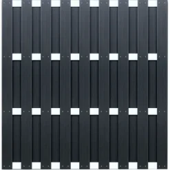 Elephant Zelfbouw schutting composiet Ibiza antraciet met blank alu accessoires (180 x 180 cm)