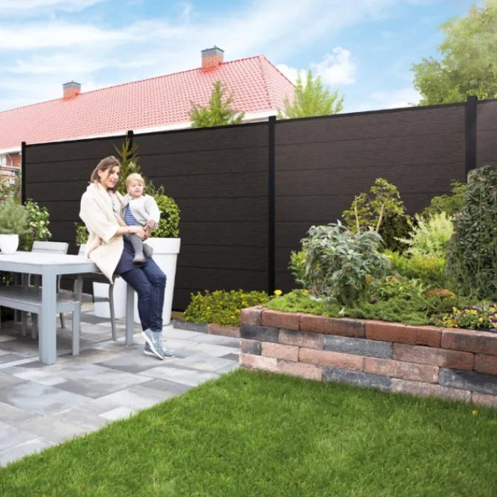 Online Elephant Zelfbouw schutting composiet Modular co-ex antraciet met antraciet profielen (180 x 180 cm)