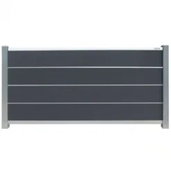 New Elephant Zelfbouw schutting composiet Modular rock grey met blank alu accessoires (180 x 97 cm)