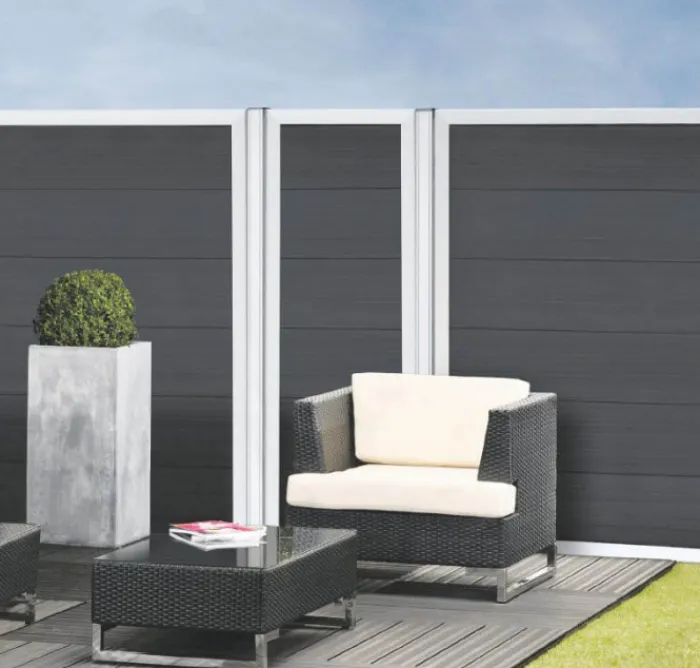 Elephant Zelfbouwset composiet Forte antraciet met blank aluminium kader (90 x 180 cm)